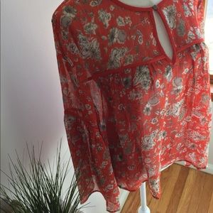 🌼NWT Lucky Brand Sheer Floral BOHO Tunic